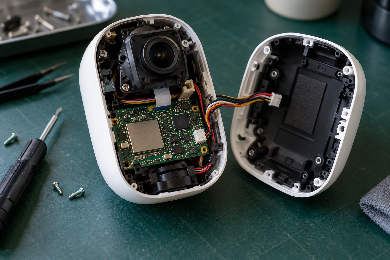 Illustrative smart camera assembly with a lens module and embedded processing board